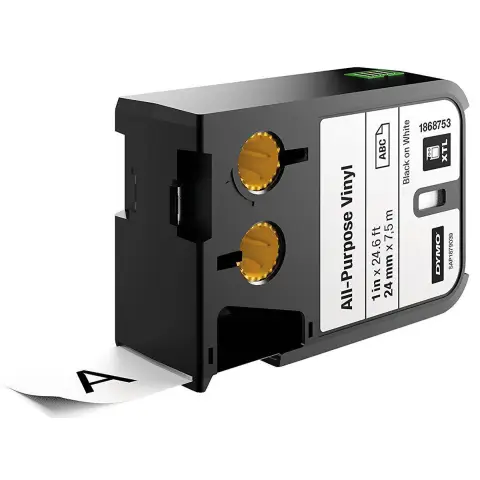 DYMO XTL taĹ›ma winylowa trwaĹ‚a (24 mm),  Czarna na biaĹ‚ym 7m dĹ‚ugoĹ›ci